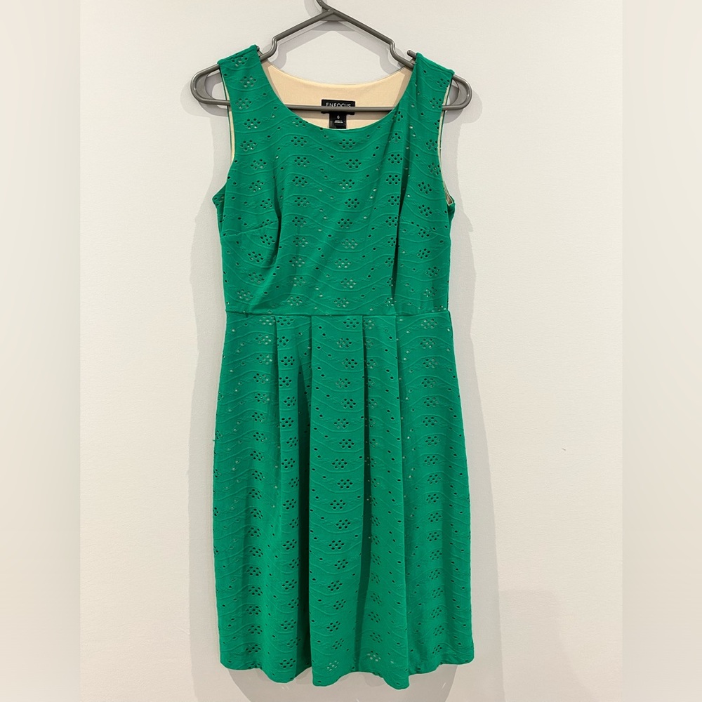 Kelly green eyelet dress.